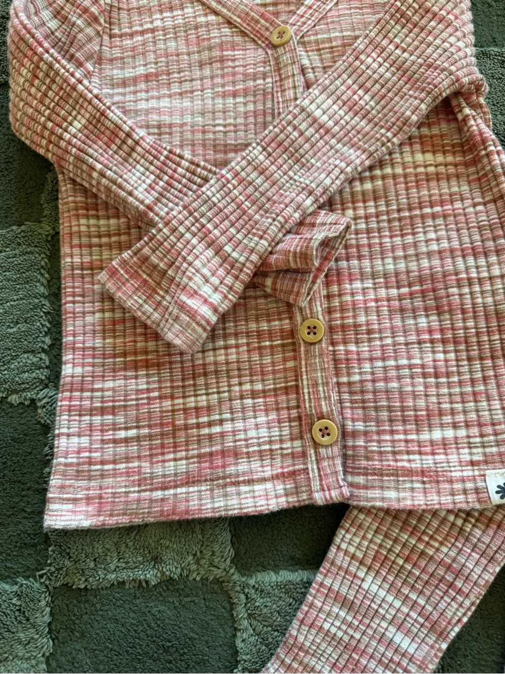 Cotton On Pink and White Ribbed Knit Kids Pajama Set